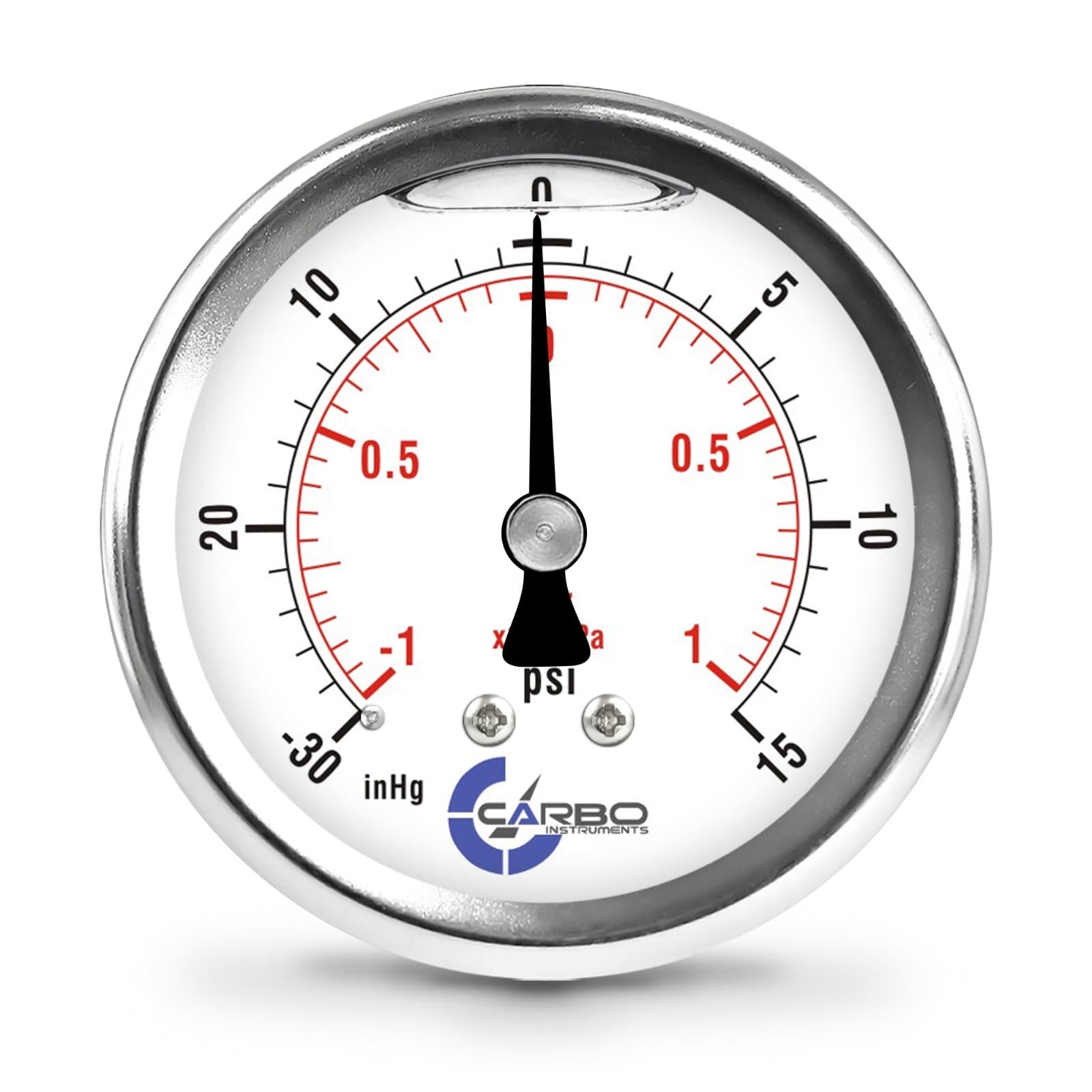 2.5" LIQUID FILLED COMPOUND VACUUM GAUGE +30 Hg/+15 PSI STAINLESS CASE BACK MNT