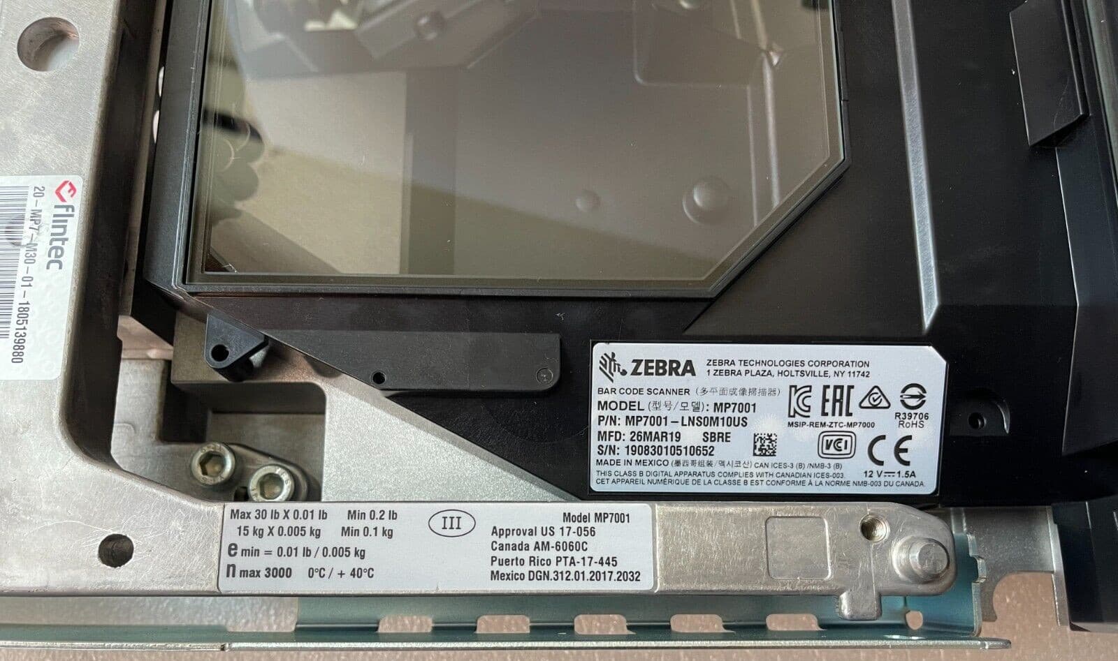 Zebra MP7001-LNS0M10US Scanner Scale Checkout Scale  POS NEW w/ power/data cable 3