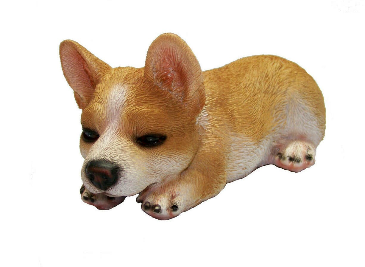 Welsh Corgi 18153 Sleepy Laying Puppy Dog Figurine 7.5" L Resin 2