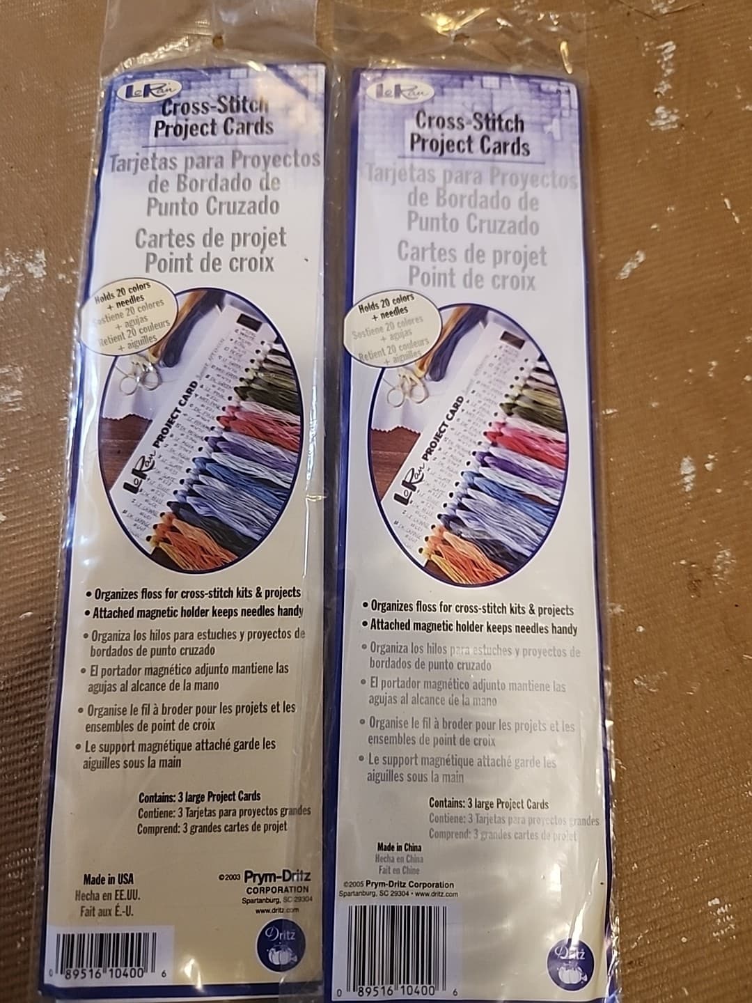 2 New Lo Ran Cross Stitch Thread Project Cards Organize Floss Contains 3 Cards 