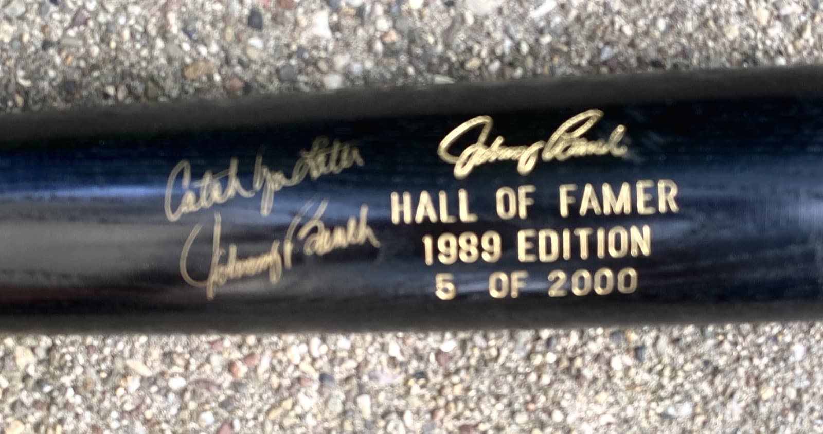 JOHNNY BENCH HOF Bat Signed in Gold ‘Catch Ya Later’  #5/2000 1989 JSA