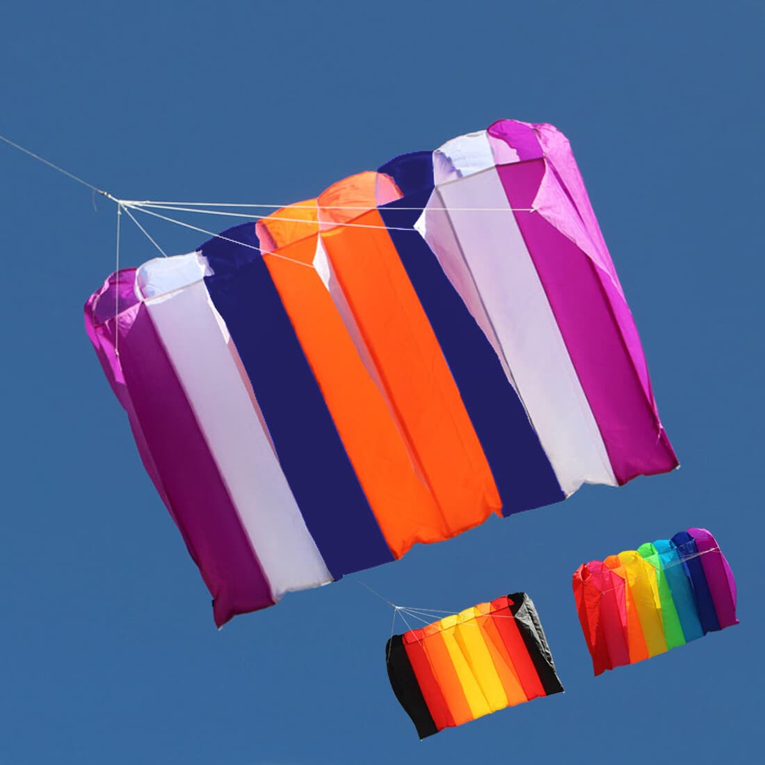 1.2㎡ PARACHUTE Kite 8 Hole Single Line Inflatable Show Kite With 30m Flying Line