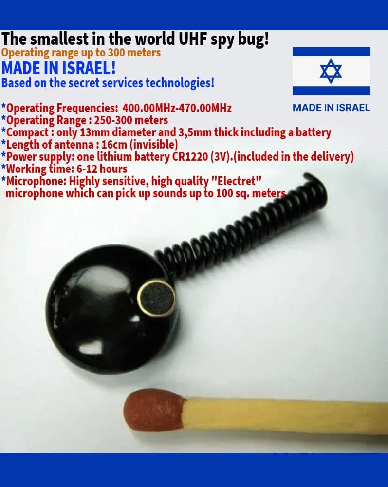 Mini Spy Audio Rf Signal Bug ,UHF microphone  distance UpTo 300m MADE IN ISRAEL  3