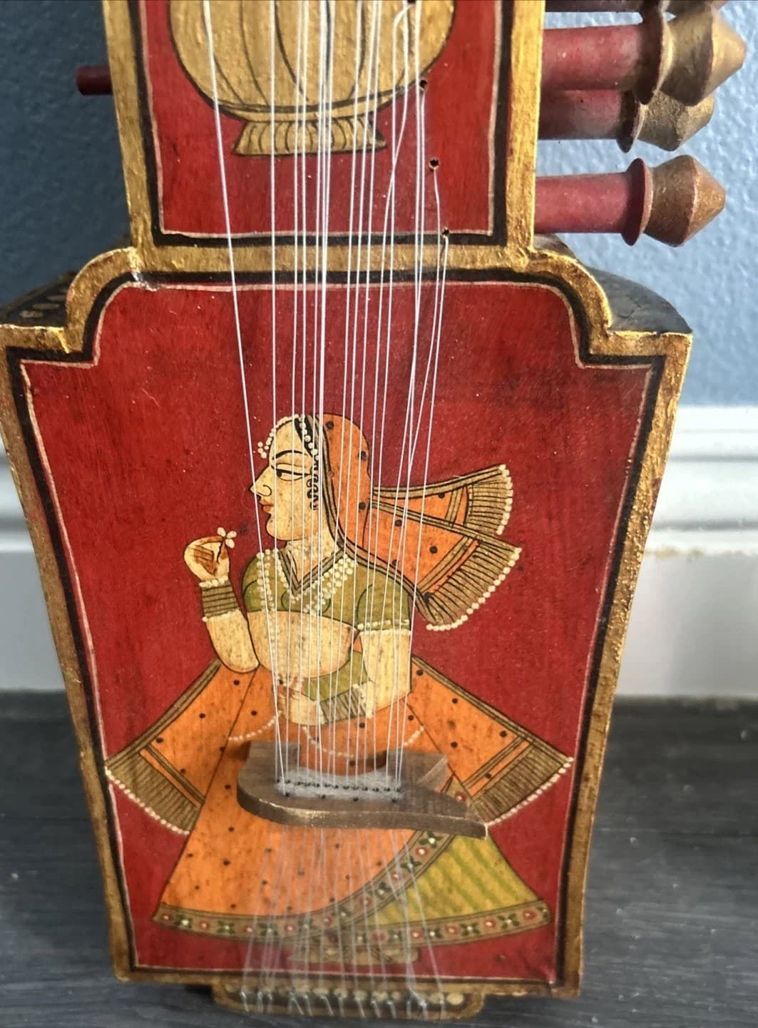 Hand-Carved Sindhi Sarangi Indian Rajasthani Museum Quality (Chikara Red Vintage 3