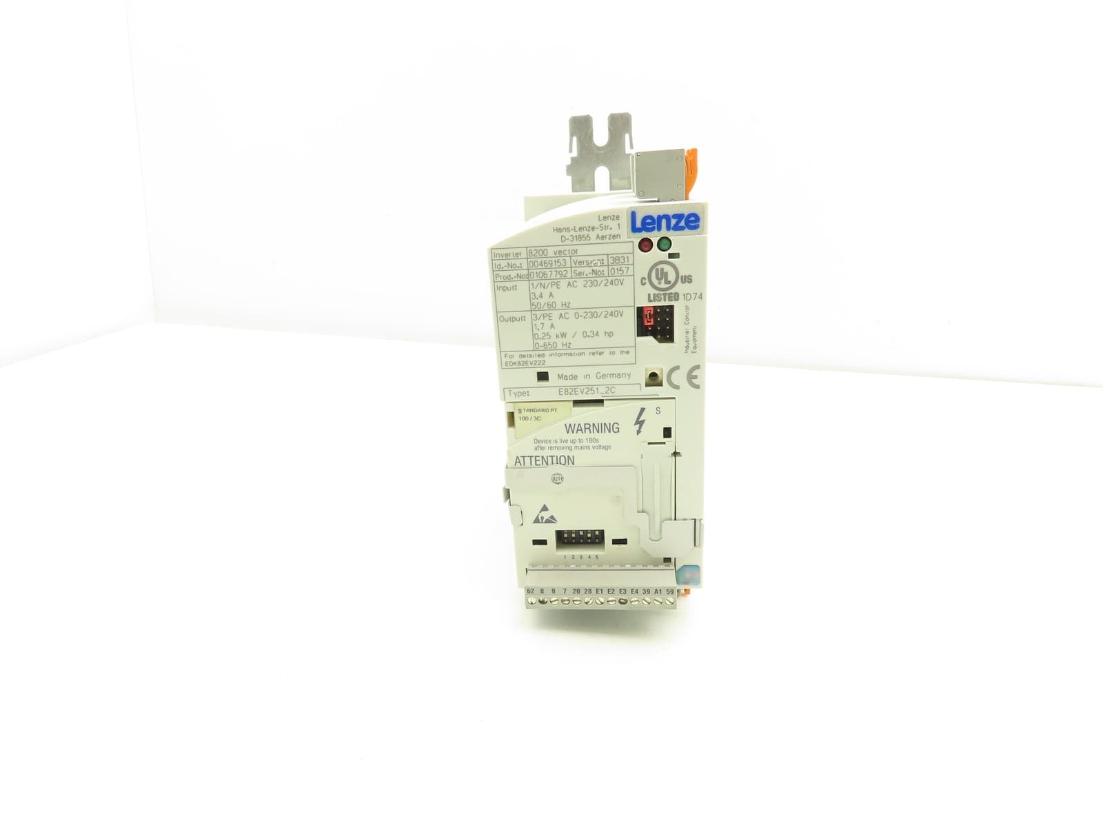 Lenze E82EV251_2C AC Drive Frequency Inverter VFD .25kW/.34Hp 230V 3PH 3