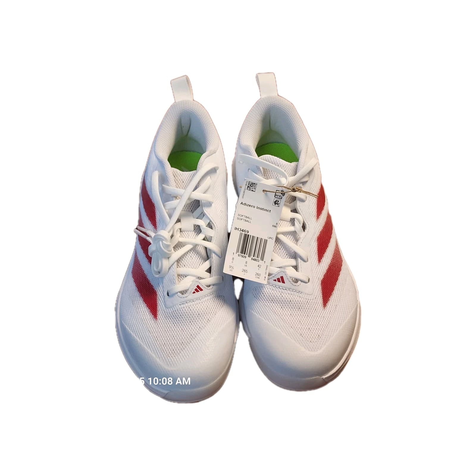 adidas® adiZERO® INSTINCT Women's Size 9.5 Softball Cleats IH3469 New White Red 3