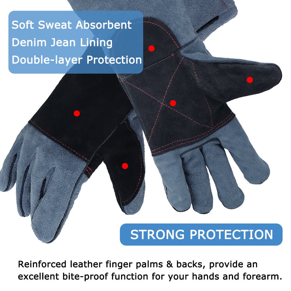 Handling Leather Gloves Training Animal Snake Bite Proof Dog Cat Scratch Protect 6