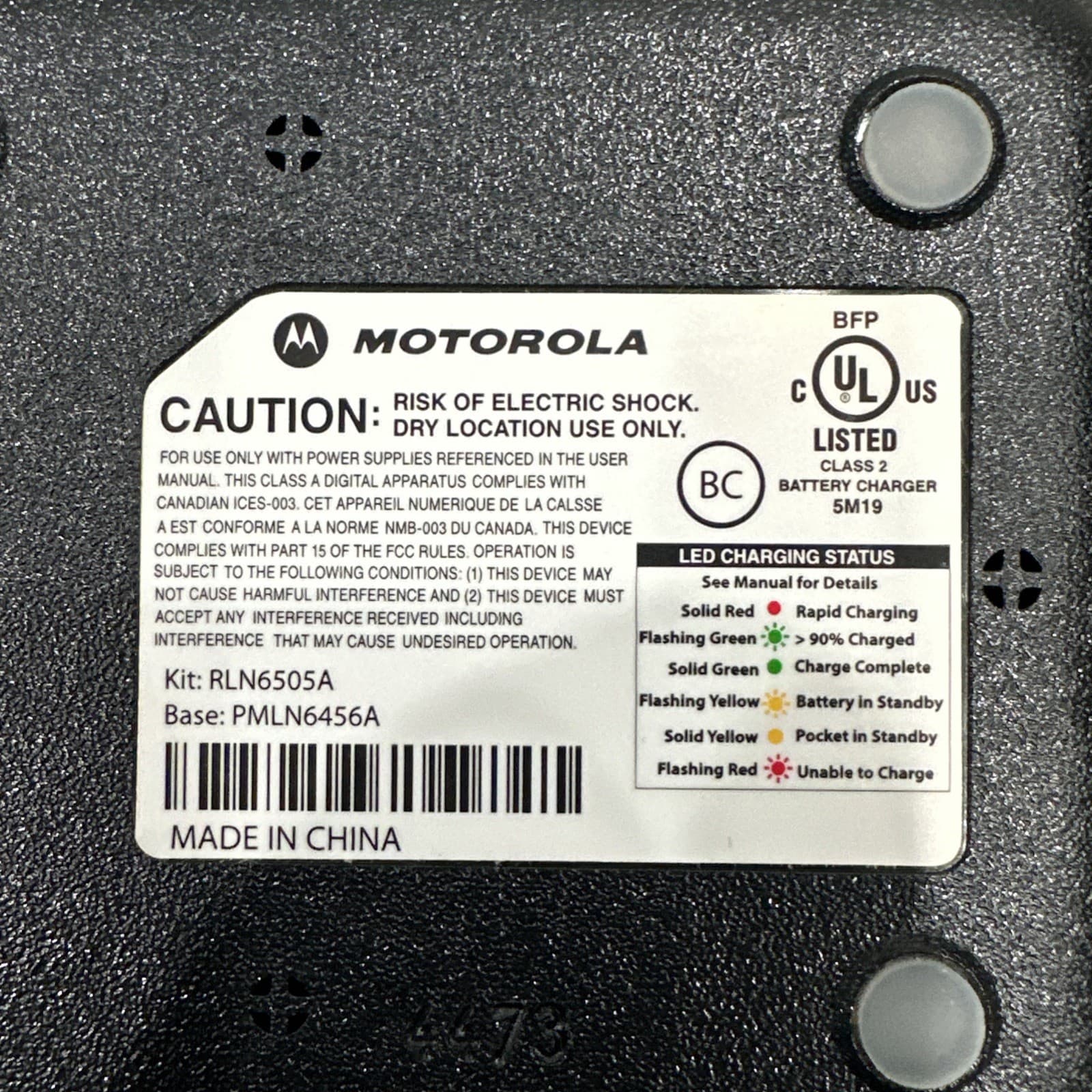 Motorola RLN6505A Minitor VI (6) Desktop Pager Charger 6