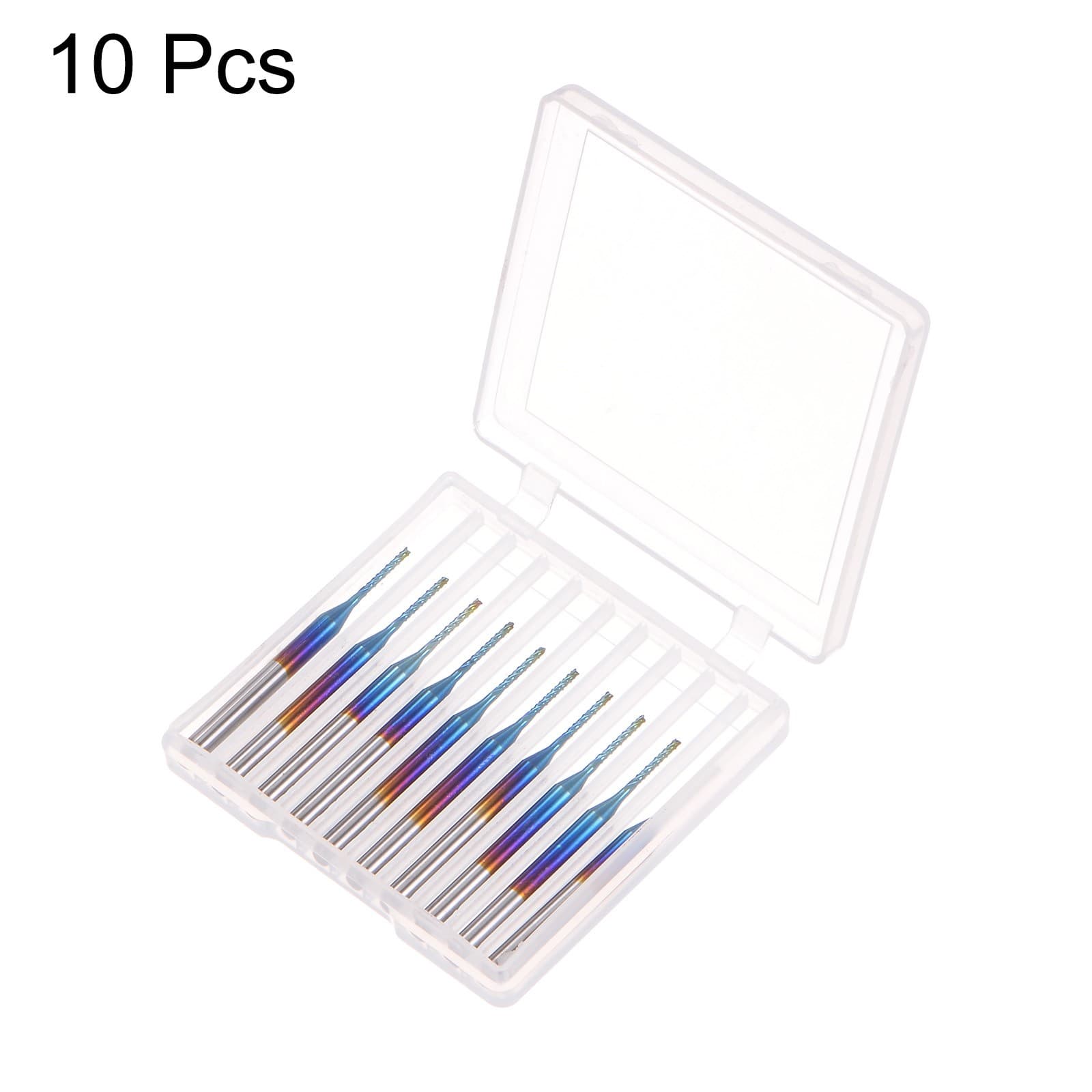 10pcs 1/8" Shank 1mm Tungsten Carbide Blue Coated End Mill CNC Router Bits 3