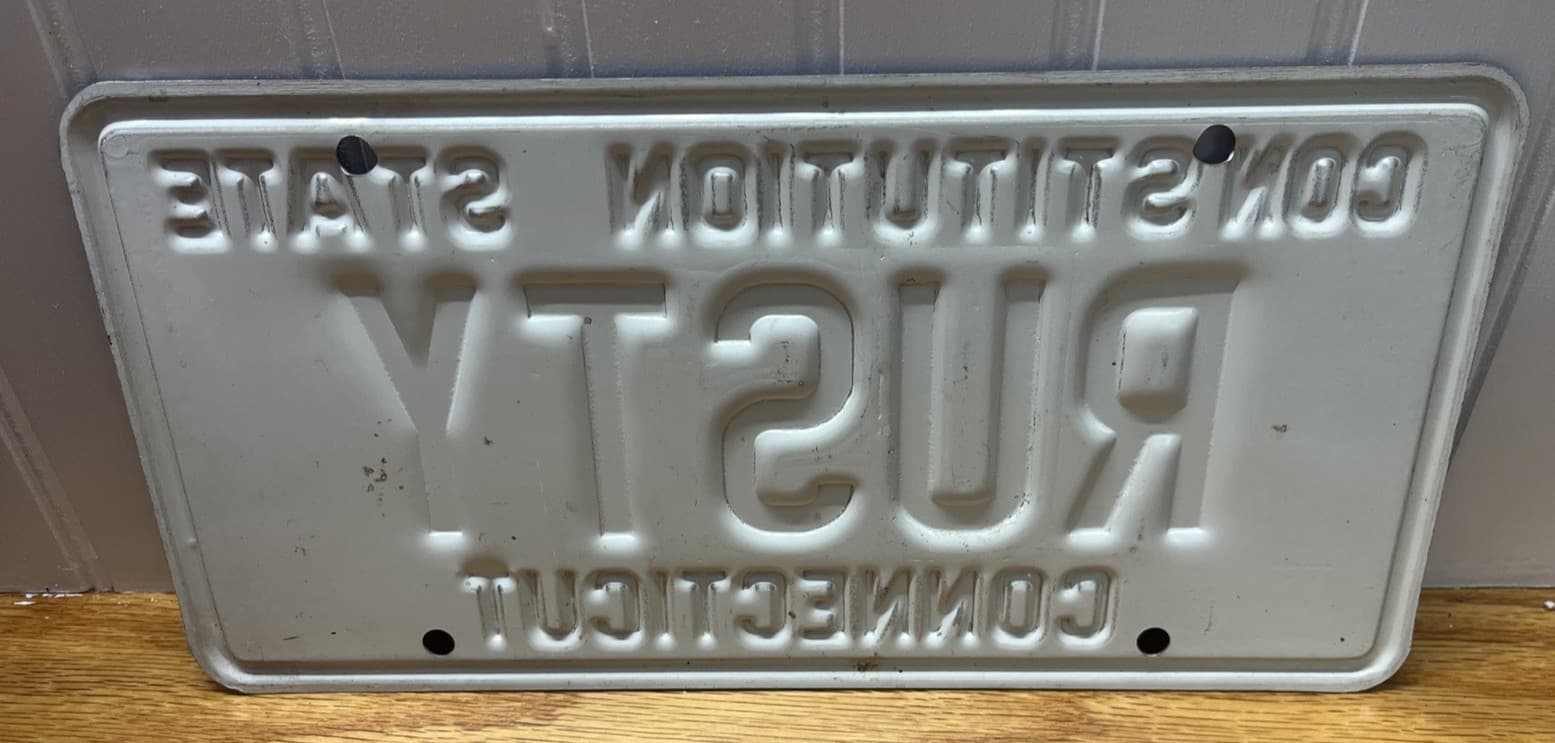 1986 Connectic Vanity License Plate Personalized Rusty 2