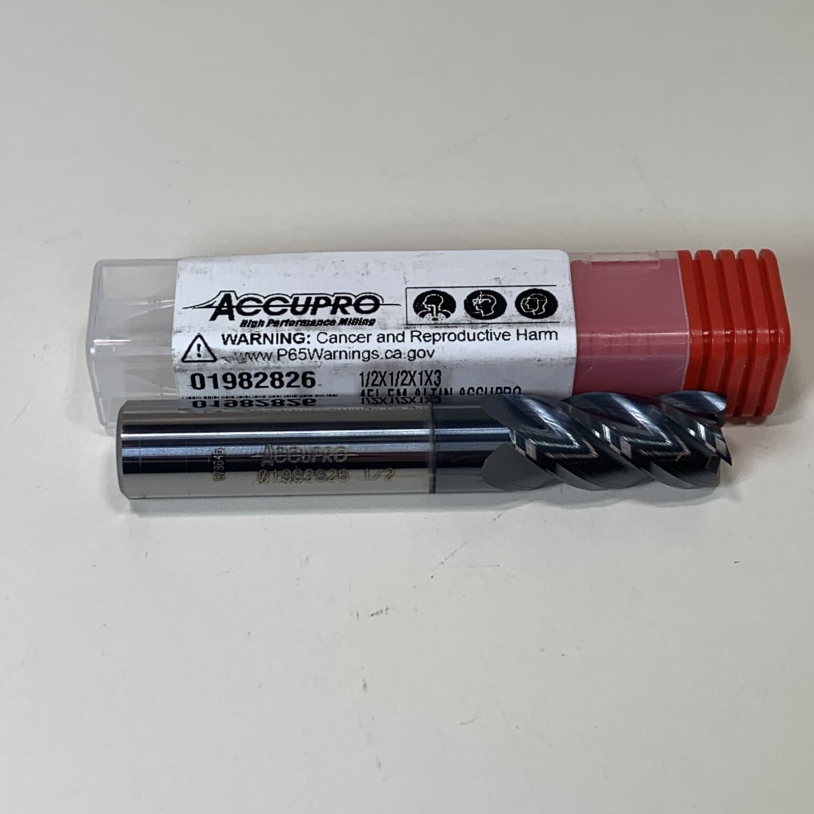 AccuPro  01982826  Solid Carbide Square End Mill  1/2" x 1/2" Shank x 3" 2