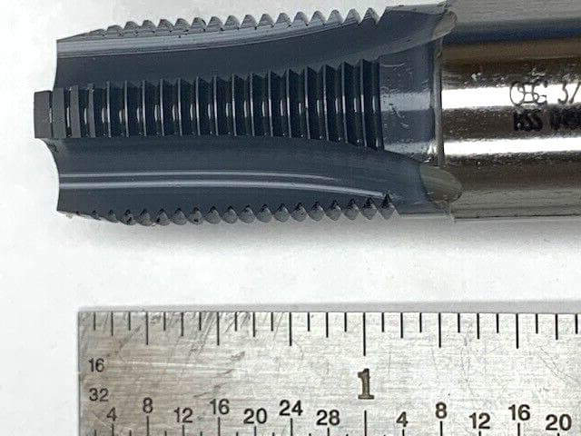 3/8-18 NPSF STRAIGHT PIPE TAP HIGH SPEED STEEL 4 FLUTE EL COATED  OSG 1332902 4