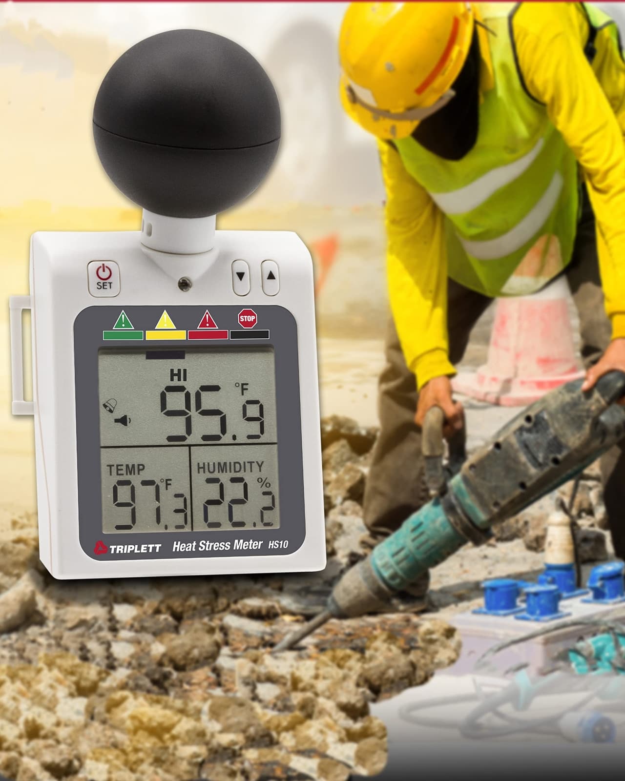 	Triplett HS10 Indoor/Outdoor Heat Stress WBGT Wet Bulb Globe Temperature Meter	 4