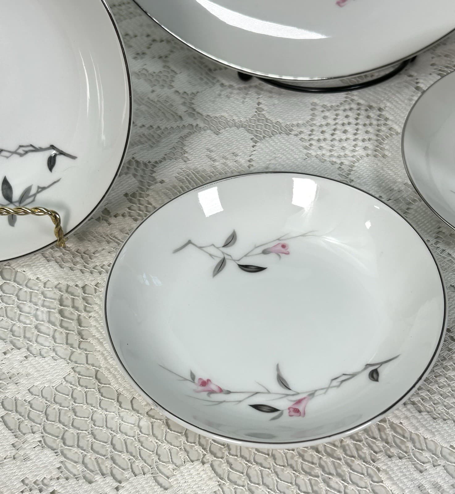 6 Pc Setting Cherry Blossom Dinner Bread Plate Cereal Dessert Bowls Cup Saucer#2 6