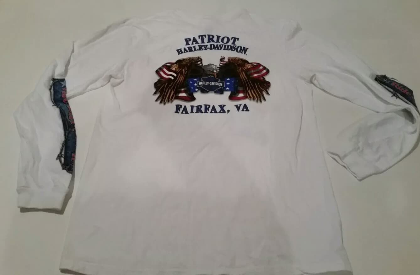 Harley Davidson Long Sleeve Shirt 2014 Ride Of The Patriots Size Medium 6