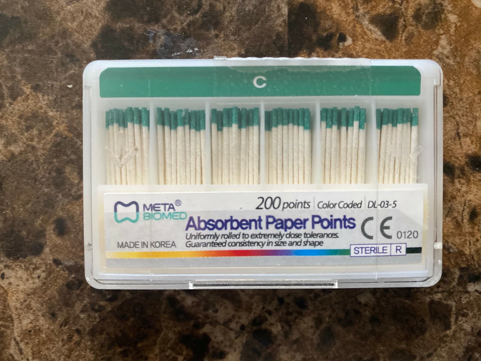 Meta-Biomed Absorbent Paper Points, Sterile, Hand-Rolled Coarse 200/pk SLIDING