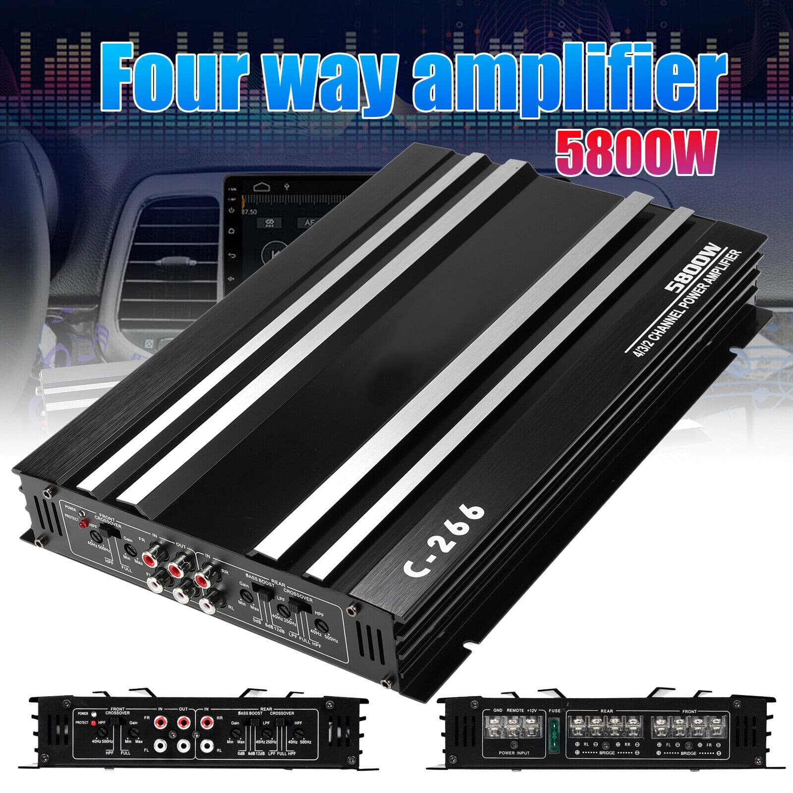 5800W Watt 4-Channel Car Truck Amplifier Stereo Audio Speaker Amp Device TPGE 6