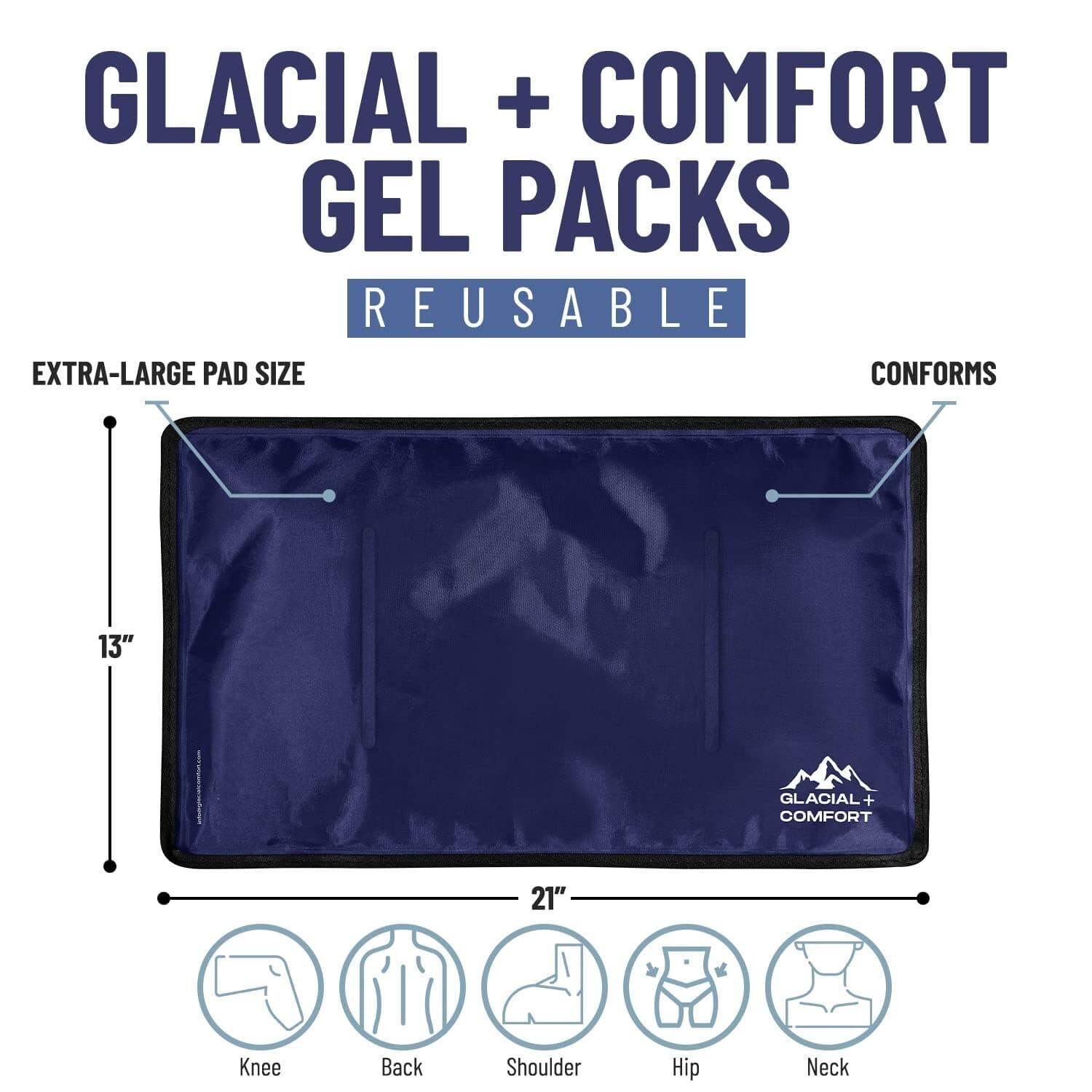 Gel Ice Pack for Back Pain Reusable Cold Pads Flex Technology 21" x13" Back Pain 2