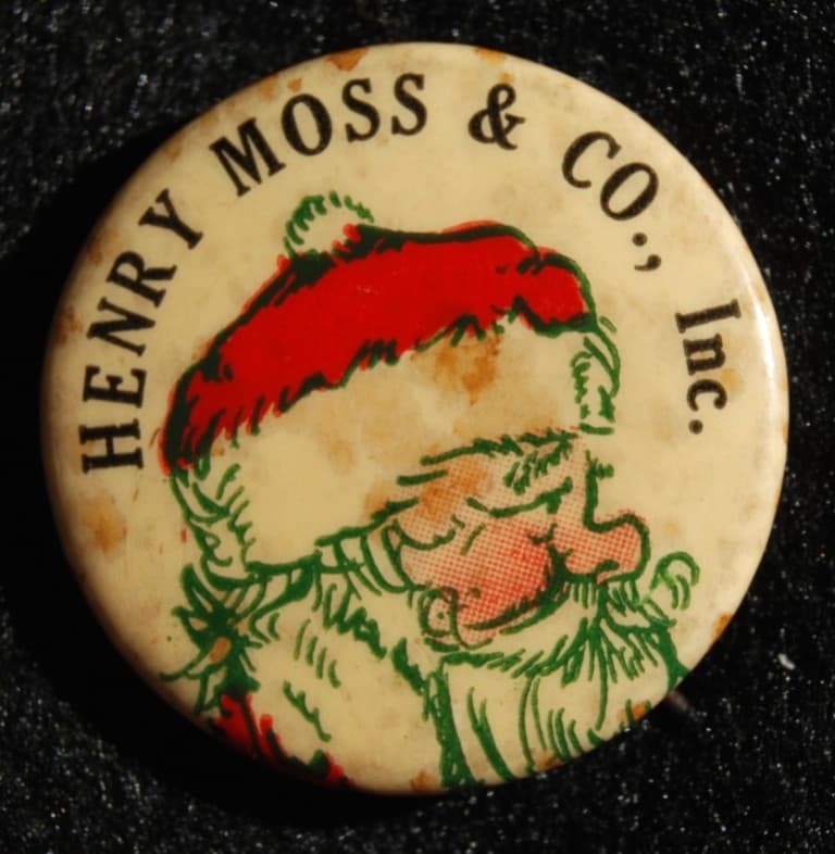 Early Vintage Henry Moss & Co. SANTA CLAUS Celluloid Pinback Button