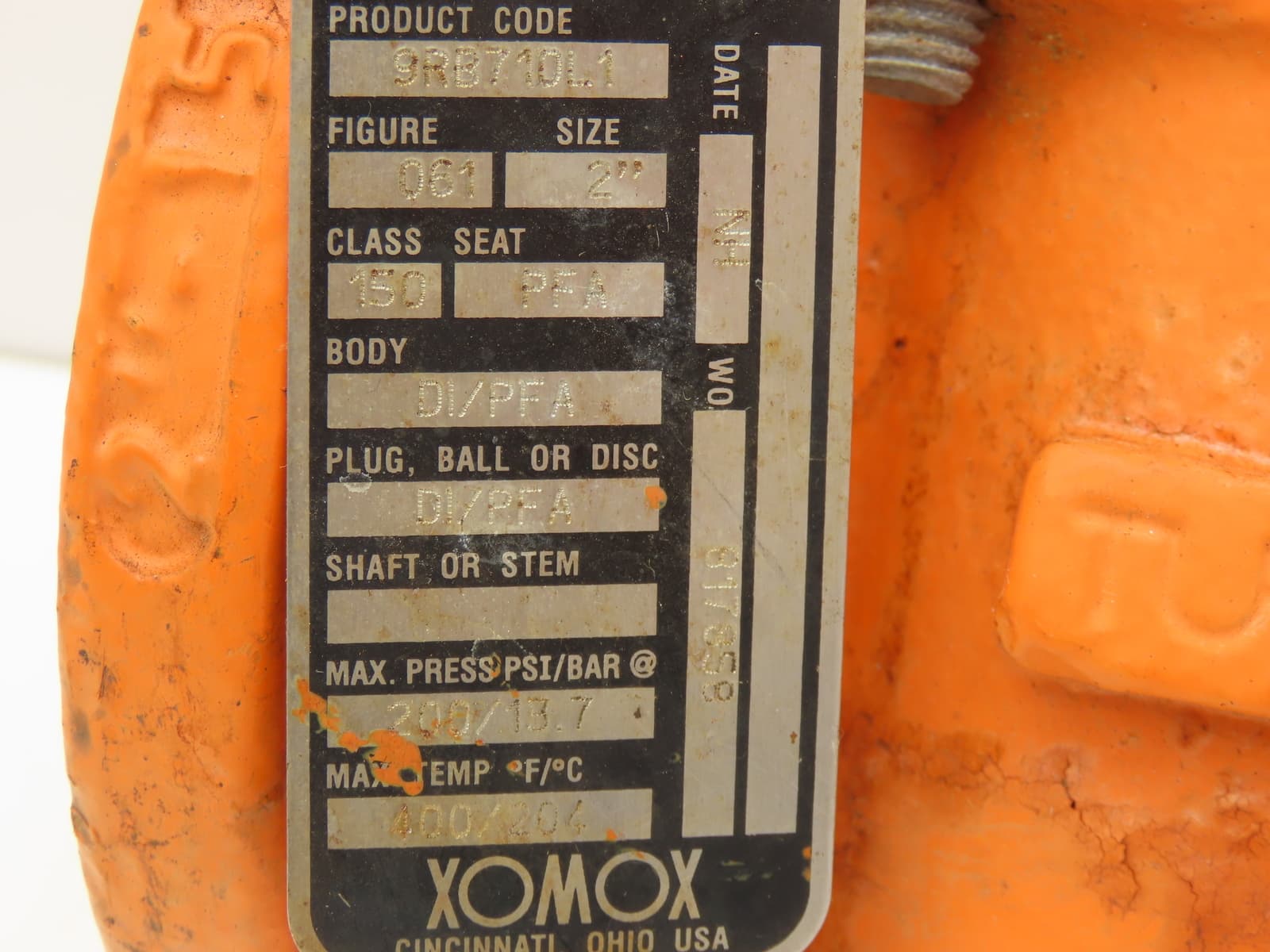 Xomox Tufline 9RB710L1 2" Flanged Sleeve Plug Valve PFA Lined 200psi  -No Handle 3