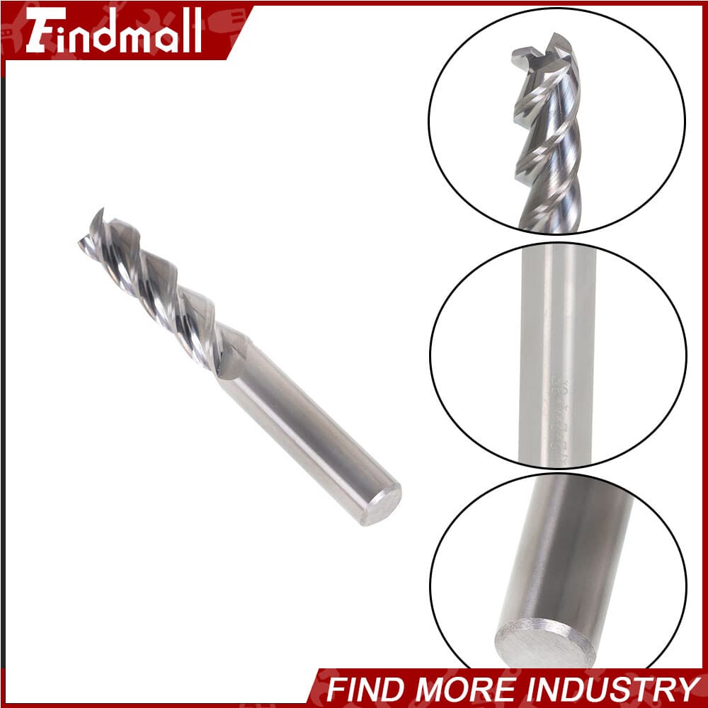 Findmall 5PCS 1/2" Alu-Power 3 Flute Long Length Carbide End Mill for Aluminum 2