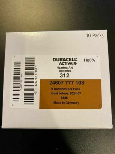 Duracell Activair Hearing Aid Batteries Size 312 Exp  2028 (16 to 400 Batteries) 4