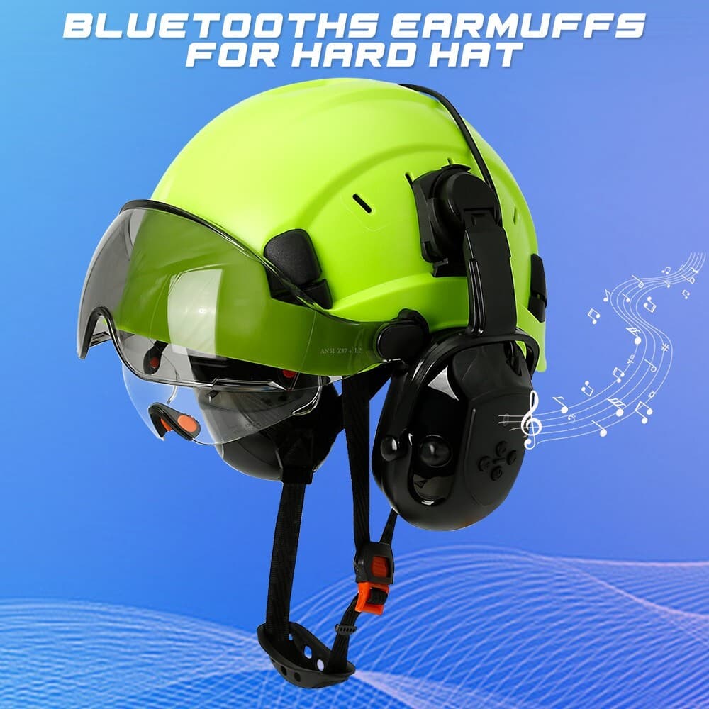 Bluetooth Earmuff Helmet Accessory NRR 29dB Adjustable Cap-mounted Earmuff Black 2