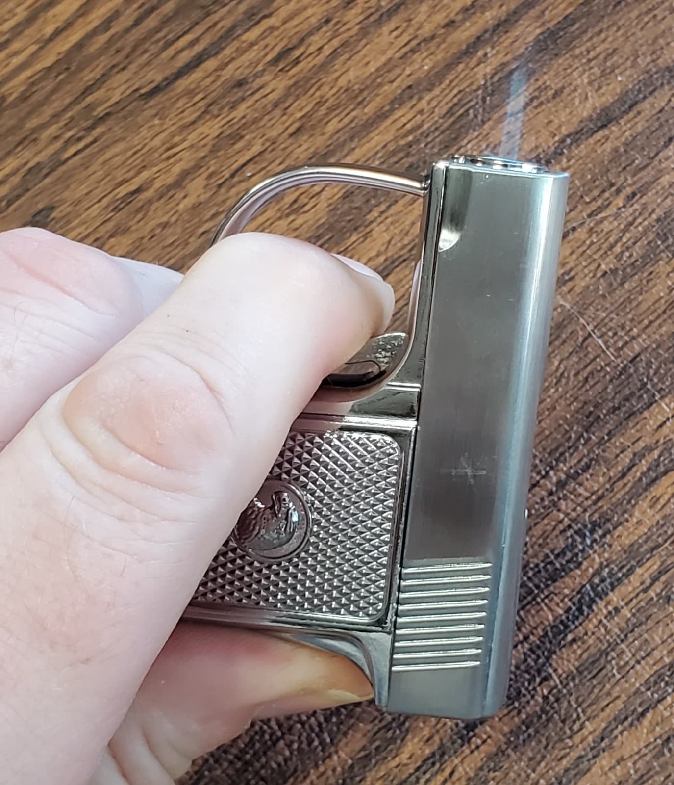 Pistol Shaped Gun Lighter FIRE Stainless Color METAL, Mini Zip Gun -USA SHIP New 5