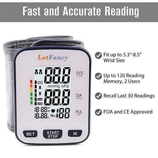 Automatic Digital Wrist Cuff Blood Pressure Monitor BP Machine Gauge Measurement 3
