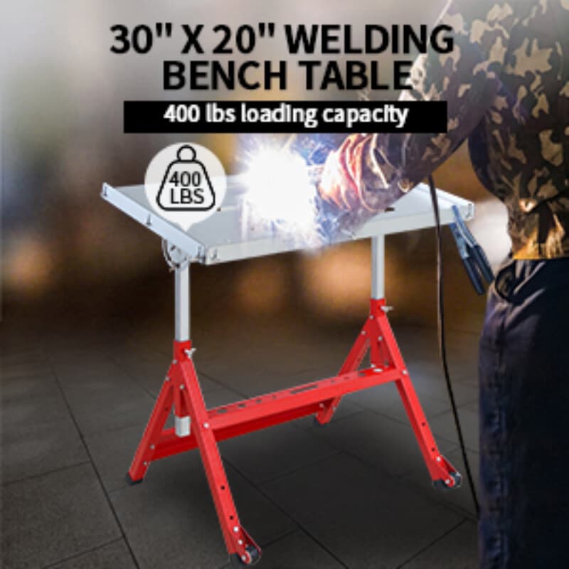 30''x20'' Welding Bench Table 400Lbs Load Capacity Adjustable Workbench Table 2