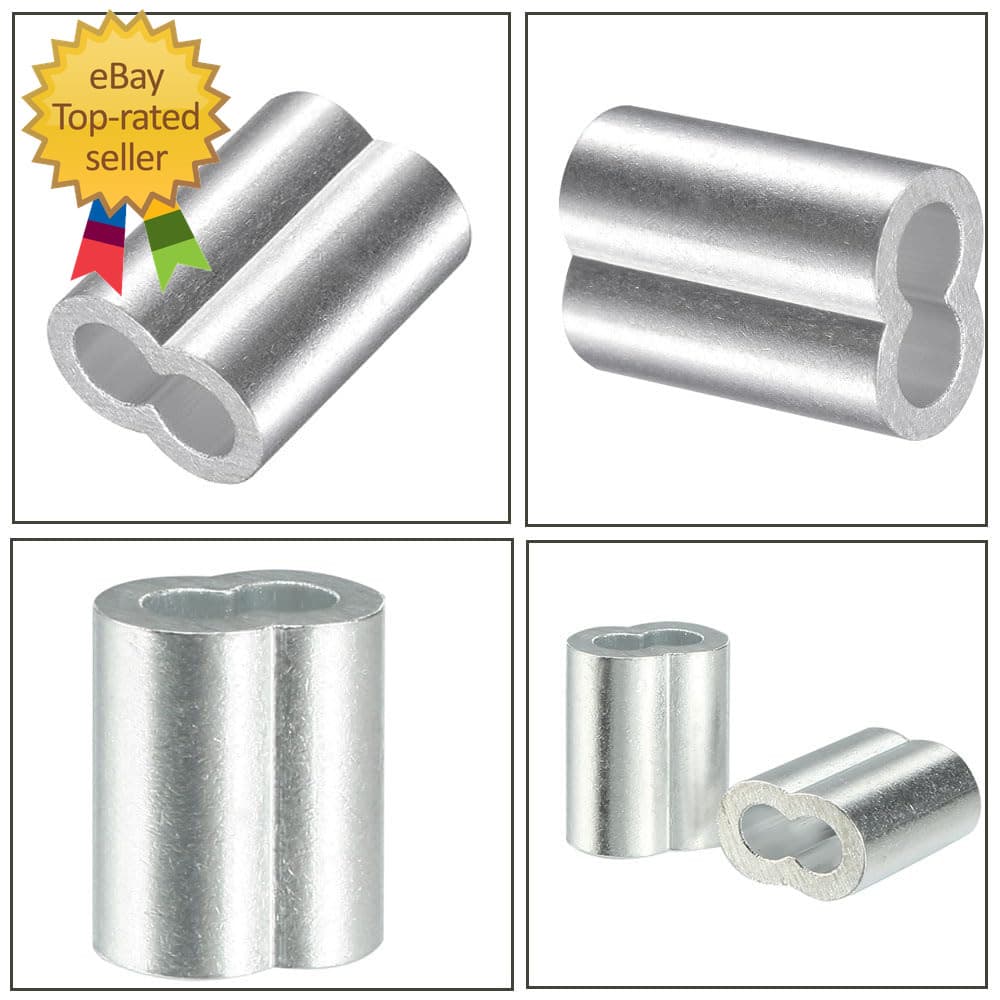 200 Pcs Aluminum Crimping Loop Sleeve 1/16",Cable Crimp Ferrules for Wire Rope a 6