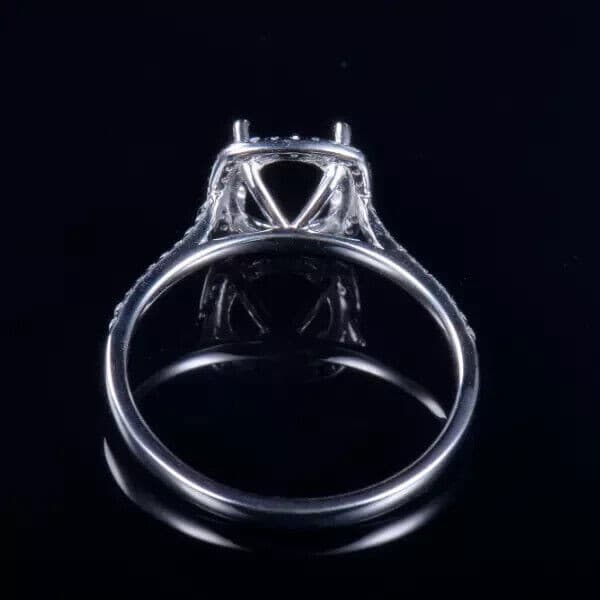 6 MM Round Moissanite Women Semi Mount Halo Wedding Ring 14K White Gold Plated 5