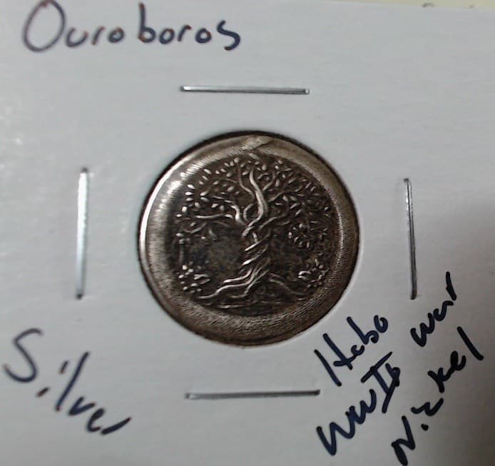 HOBO Ouroboros Snake Tree Of Life Made From A REAL WWII Silver War Nickel SIGNED