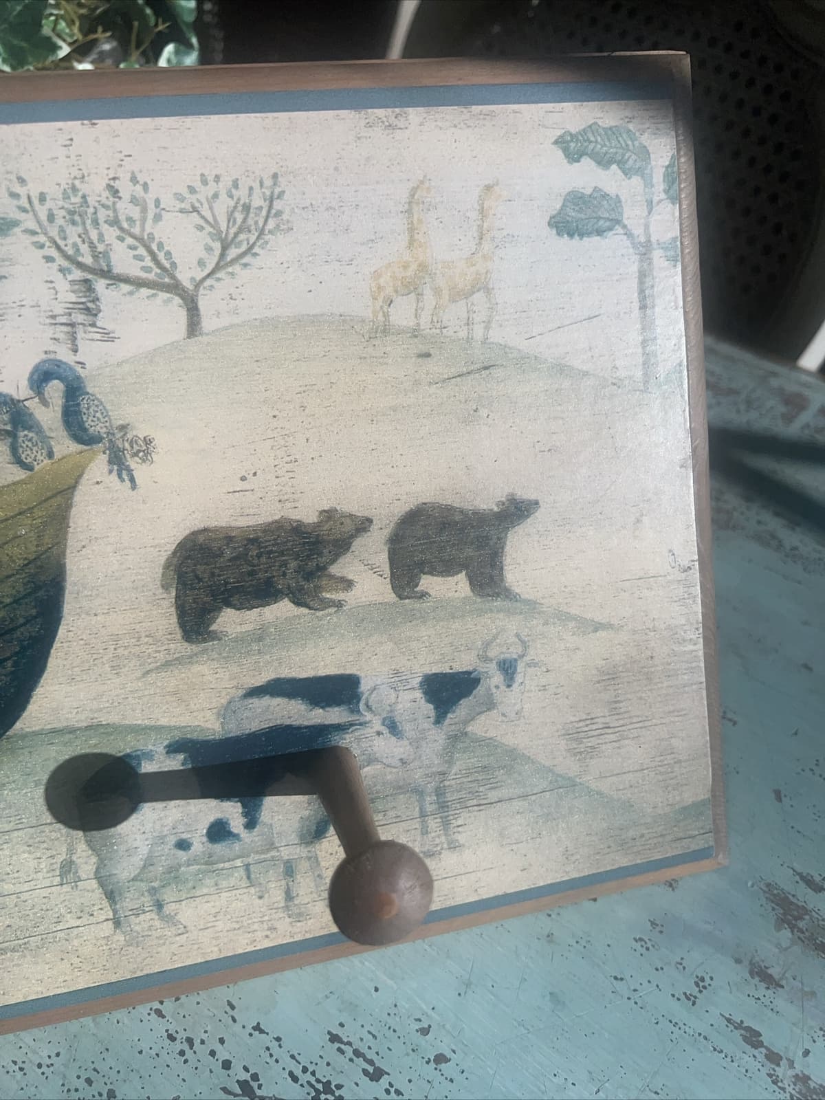 Noahs Ark Wooden Wall Rack 4 pegs 10”WX 24” 5