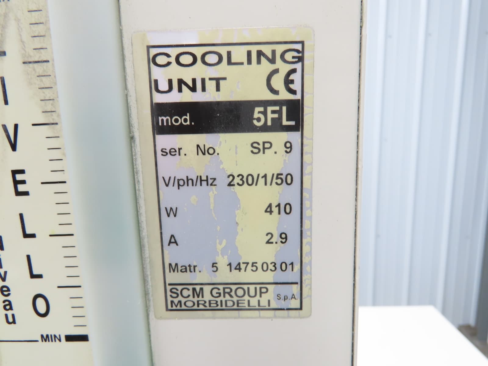 SCM Morbidelli 5FL Cooling Unit 230VAC 1Ph 50Hz 410W 2.9A 2