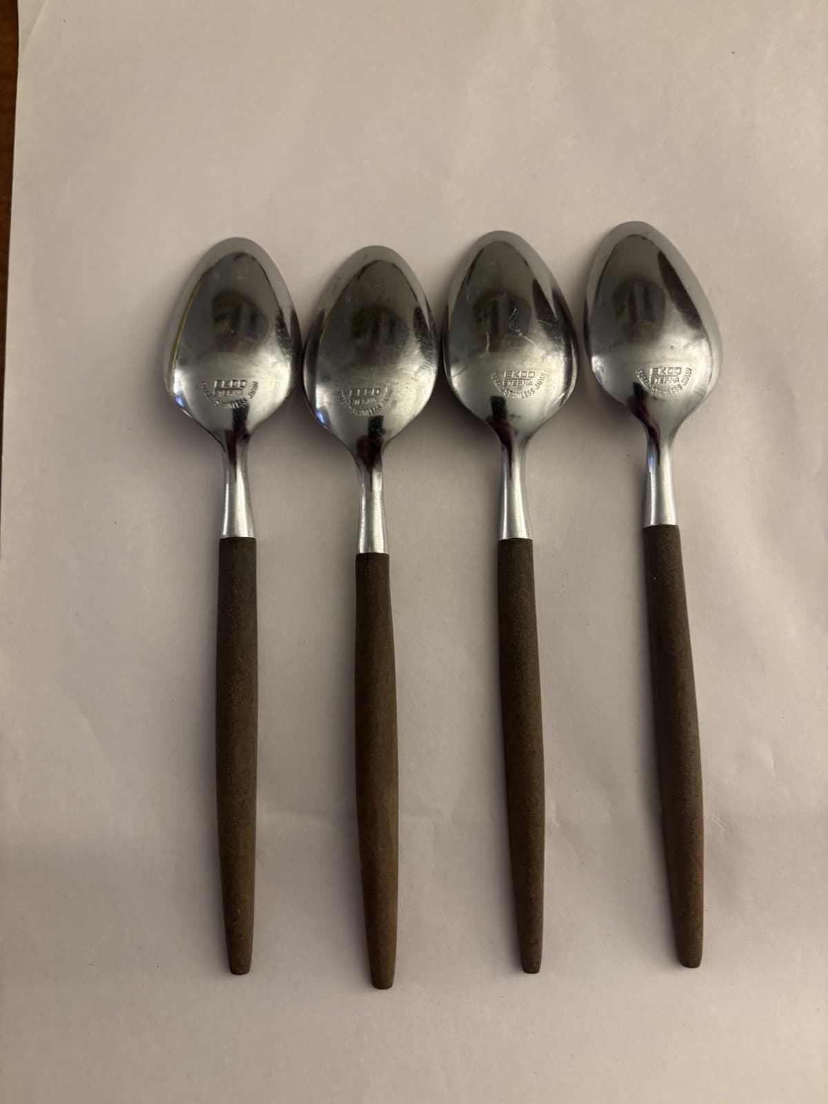 4 Ekco Eterna Canoe Muffin Forged Stainless Japan Teaspoons 2