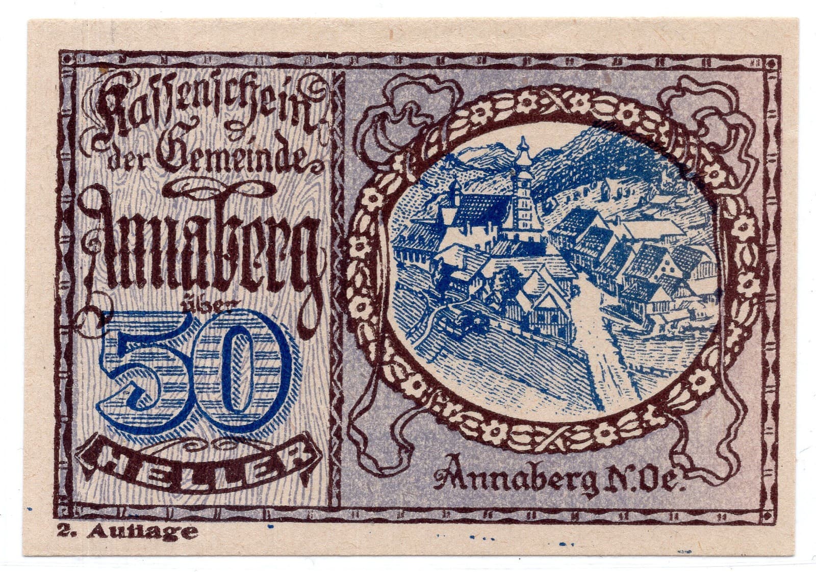1920 Austria Annaberg Notgeld 50 Heller Note (2607)