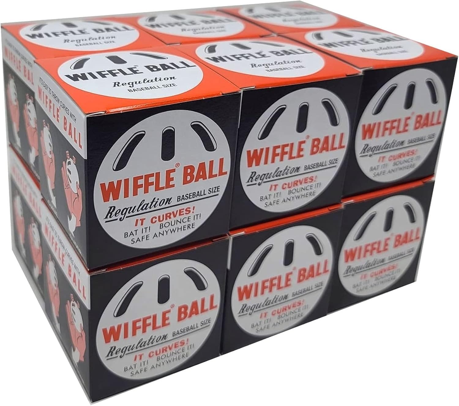 One Dozen Baseball Sized Wiffle Balls in a Countertop Display by 12, White  3