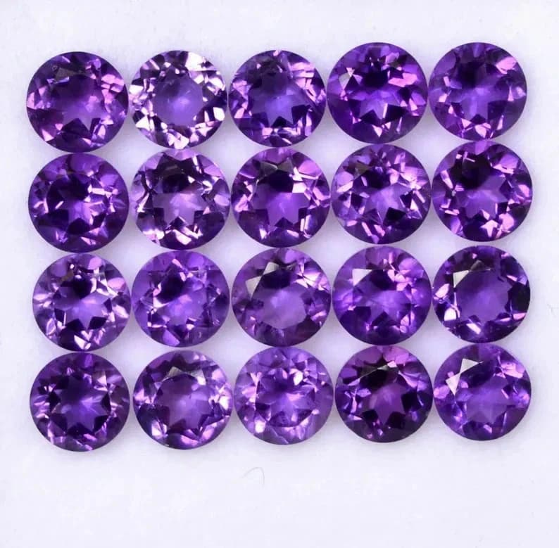 AAA+ Natural Amethyst Faceted Round Shape Loose Gemstone 3