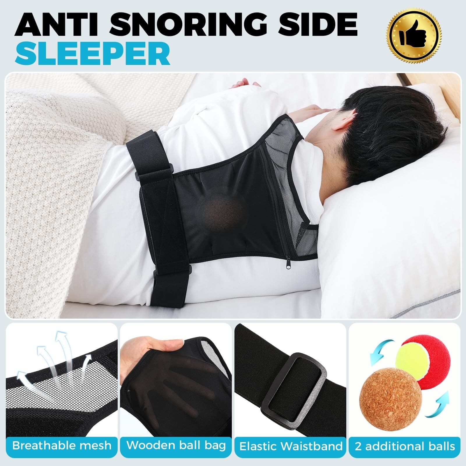 Side Sleeping Positional Snore Aid Device, Anti Snoring Side Sleeper, Snore S... 5