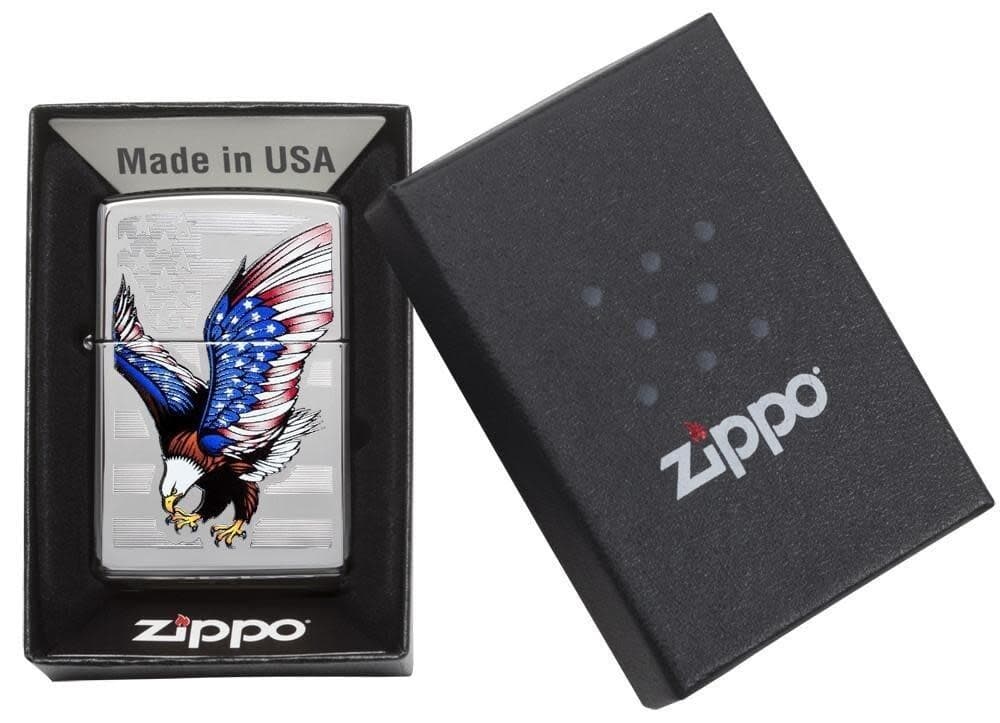 Zippo 28449, American Eagle and Flag, High Polish Chrome Lighter 3