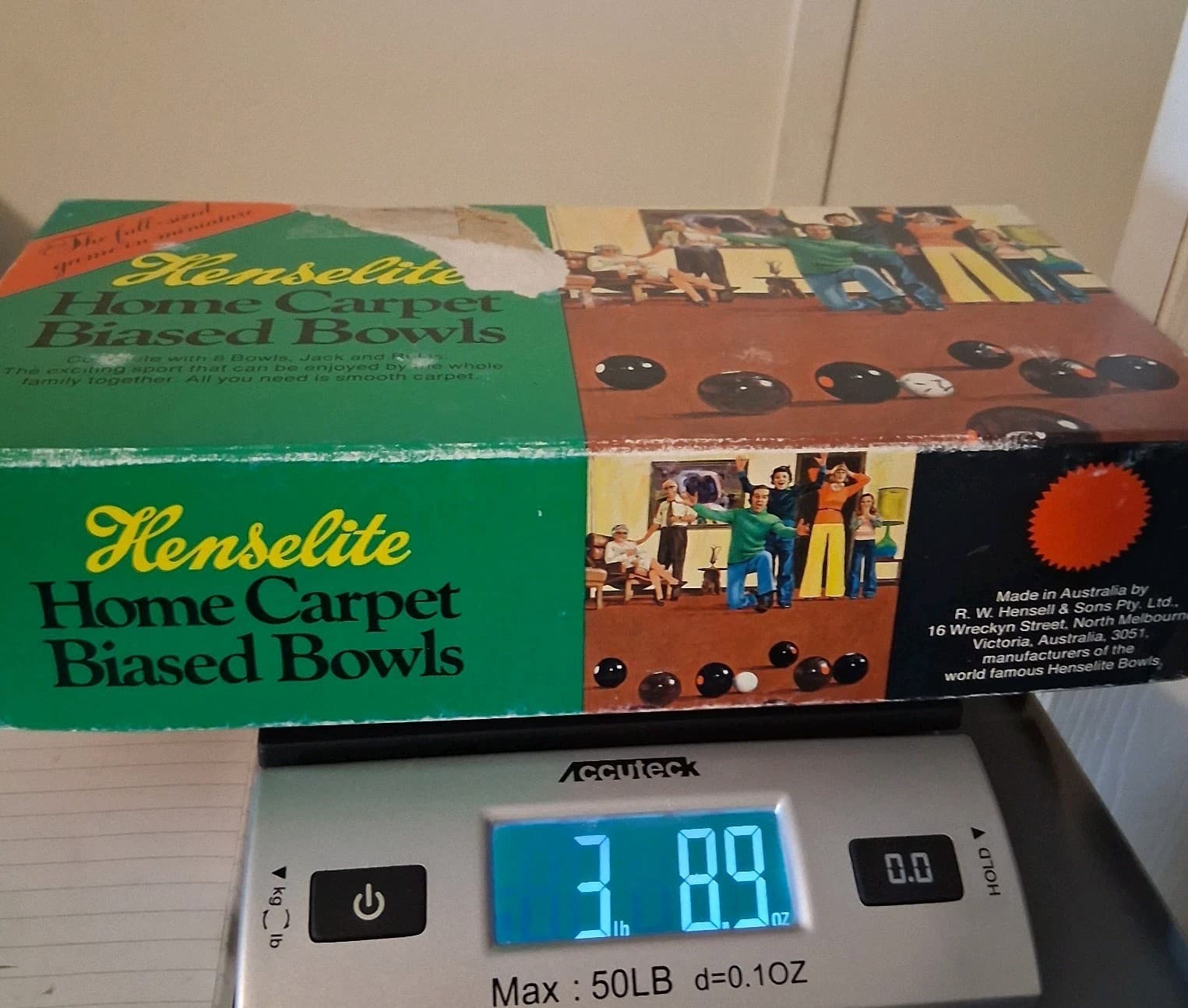 Vintage 1980’s Henselite Indoor Carpet Bowling Set 8 Biased Balls Original Box 3