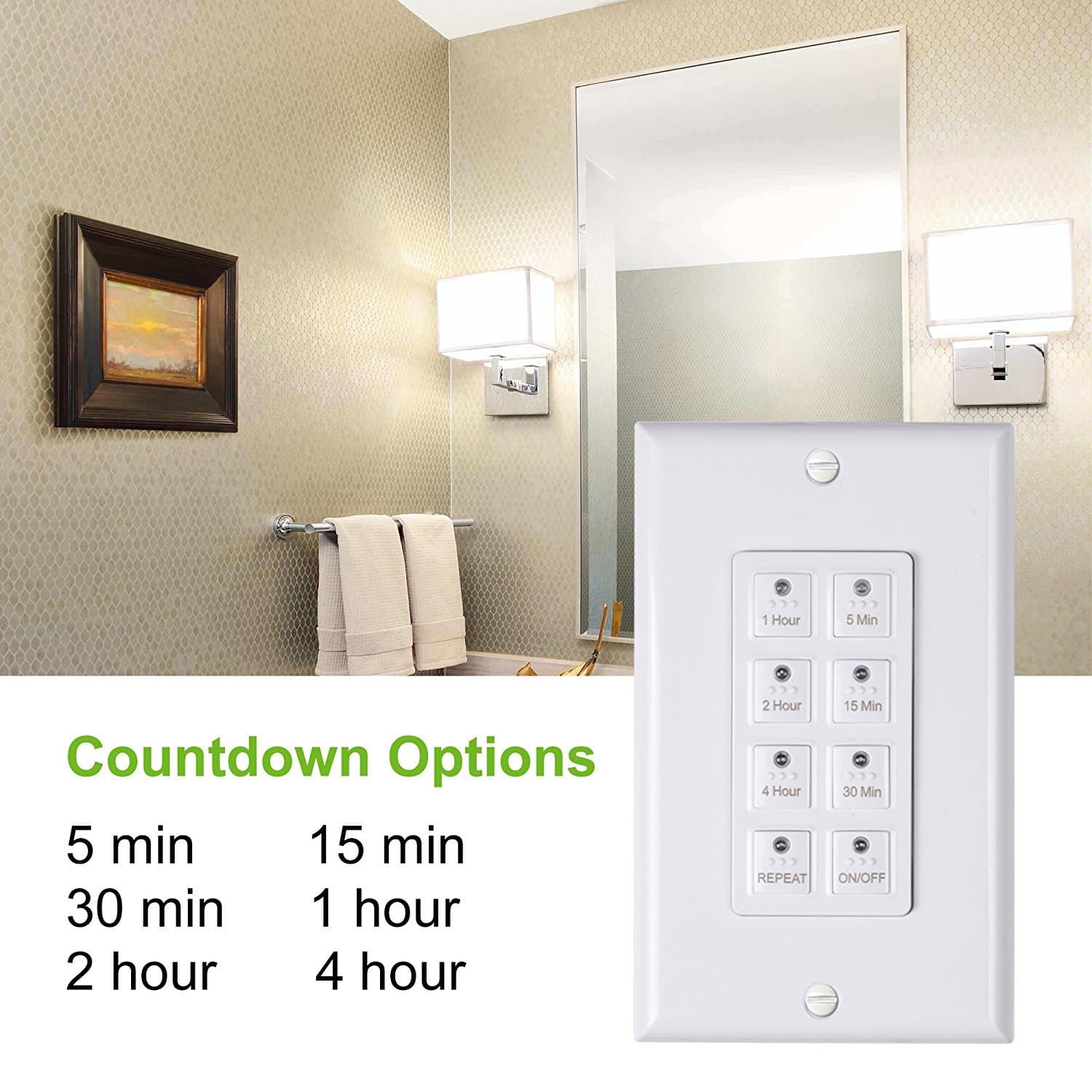 BN-LINK Countdown Digital In-wall Timer Switch 5-15-30-60 mins 2 4 hours For Fan 5