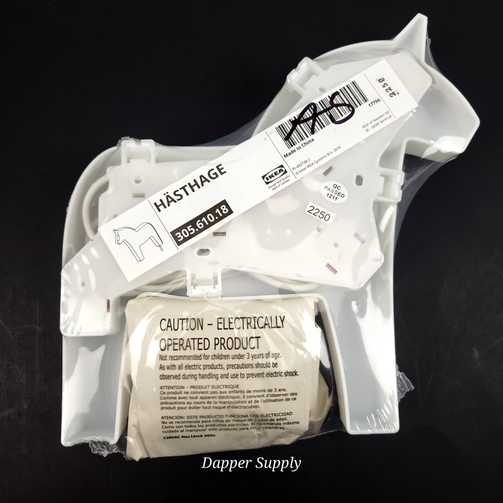 Ikea HASTHAGE Kids LED Wall Lamp Dala Horse white 10x 10x2" New HÄSTHAGE 3