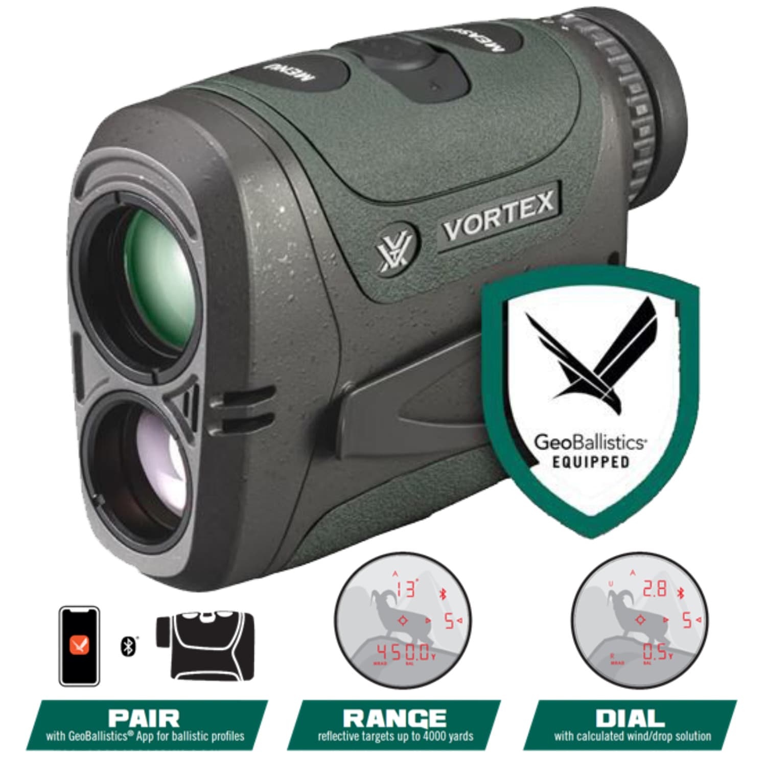 Vortex Optics Razor HD 4000 GB 7x25mm Ballistic Laser Rangefinder w/ Free CF Hat 6