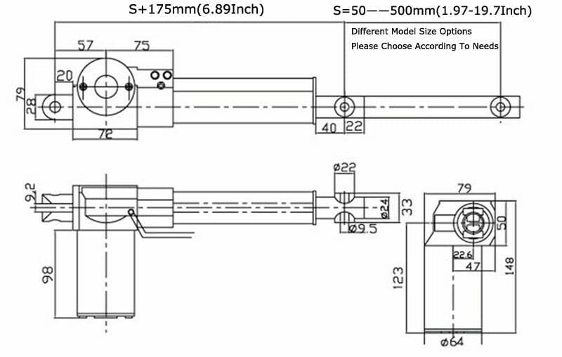 Stable running 5.9" 150mm Linear Actuator 24V DC Electric Motor Auto 6000N 4