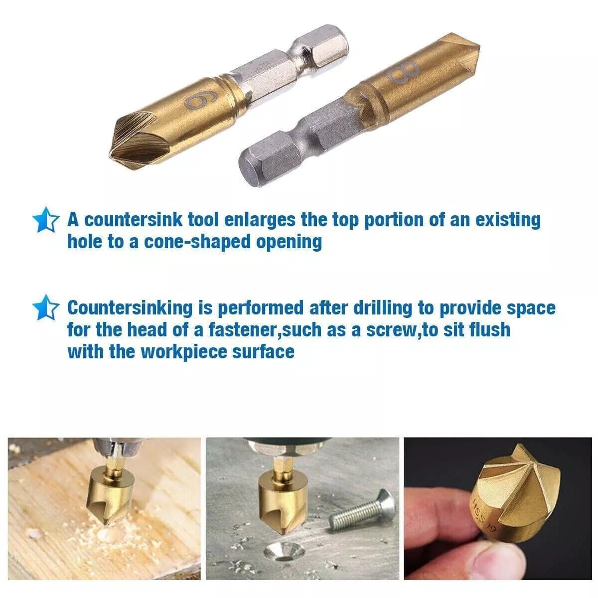 6 x Chamfer Countersink Deburring Drill Bit Set Crosshole Cutting Metal Tool Kit 4