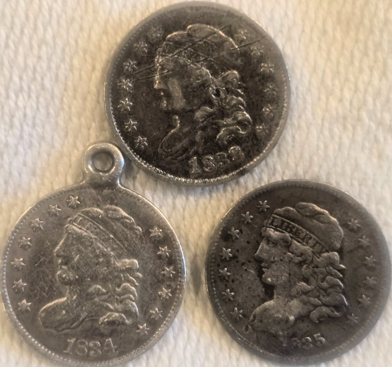 Six (6) CAPPED BUST  Half-Dimes  1929, 1831, 1833 (2), 1834, 1835 (sm date) 5