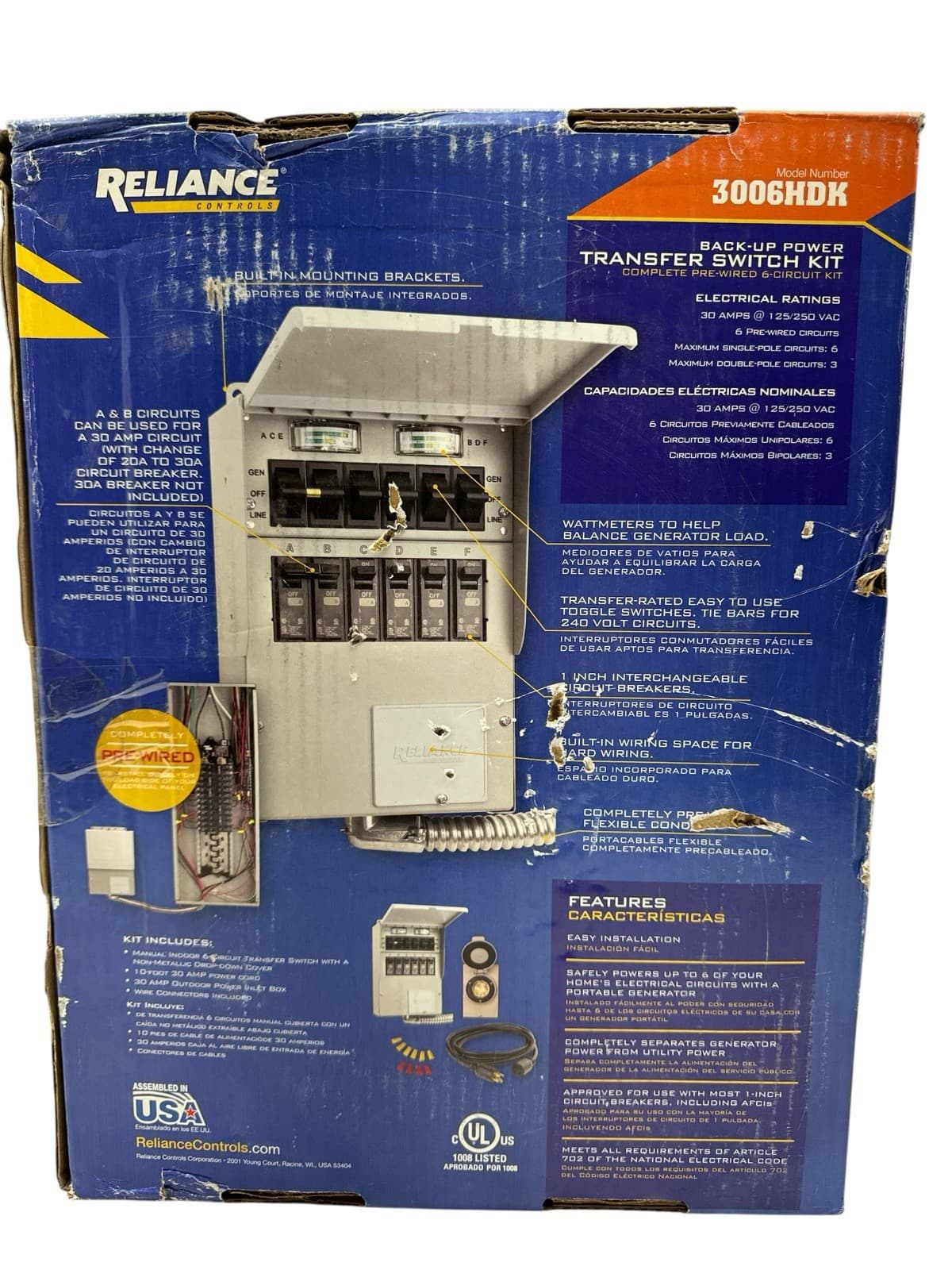 Reliance Controls Backup Power Transfer Switch Kit 3006HDK (OB) 2