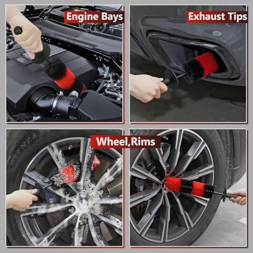 Wheel Rim Brush, Soft Bristle Long Car Tire Detailing Washing Tool for Exhaust  5